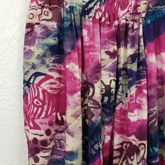 Gone Troppo Women's Sz Large Tie Dye Harem Buttoned Hem Boho Baggy Pants - Picture 11 of 14